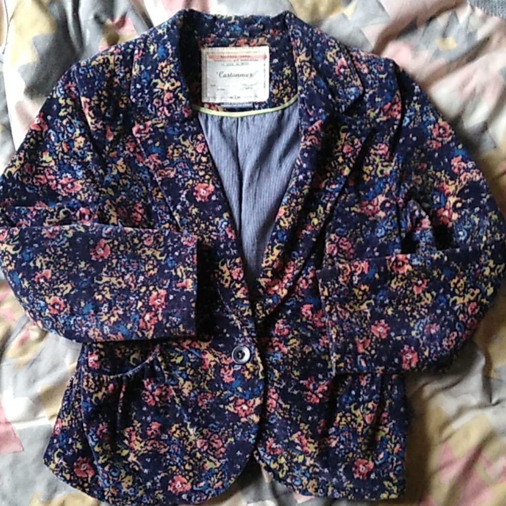 Anthropologie Cartonnier courderoy floral blazer